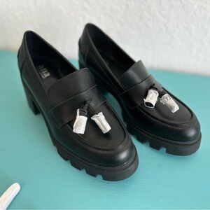 a.n.a Black Chunky Loafers with Tassel Accents